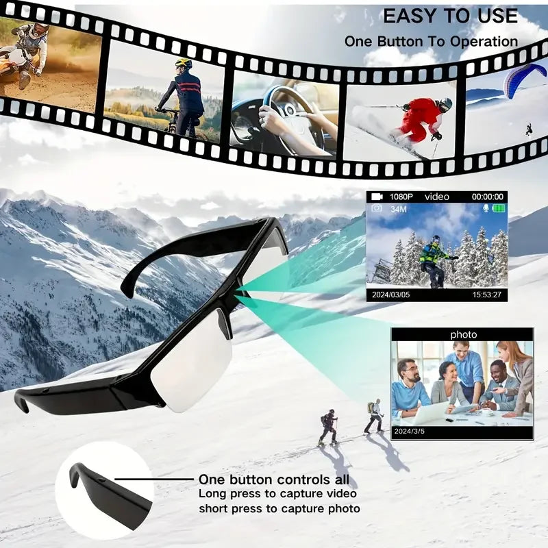 Prenosná 1080P HD mini kamera v okuliaroch