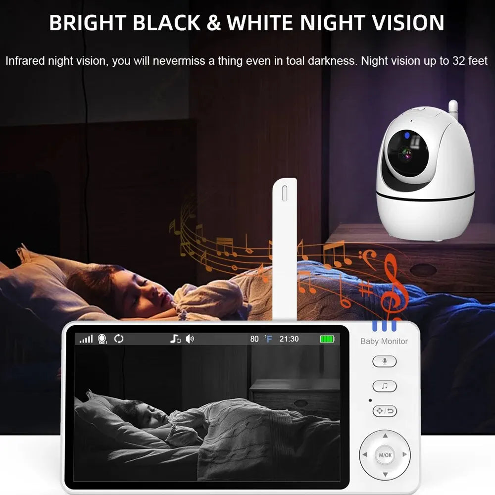 Fünf-Zoll Video-Baby-Monitor mit Schwenk-Neigekamera