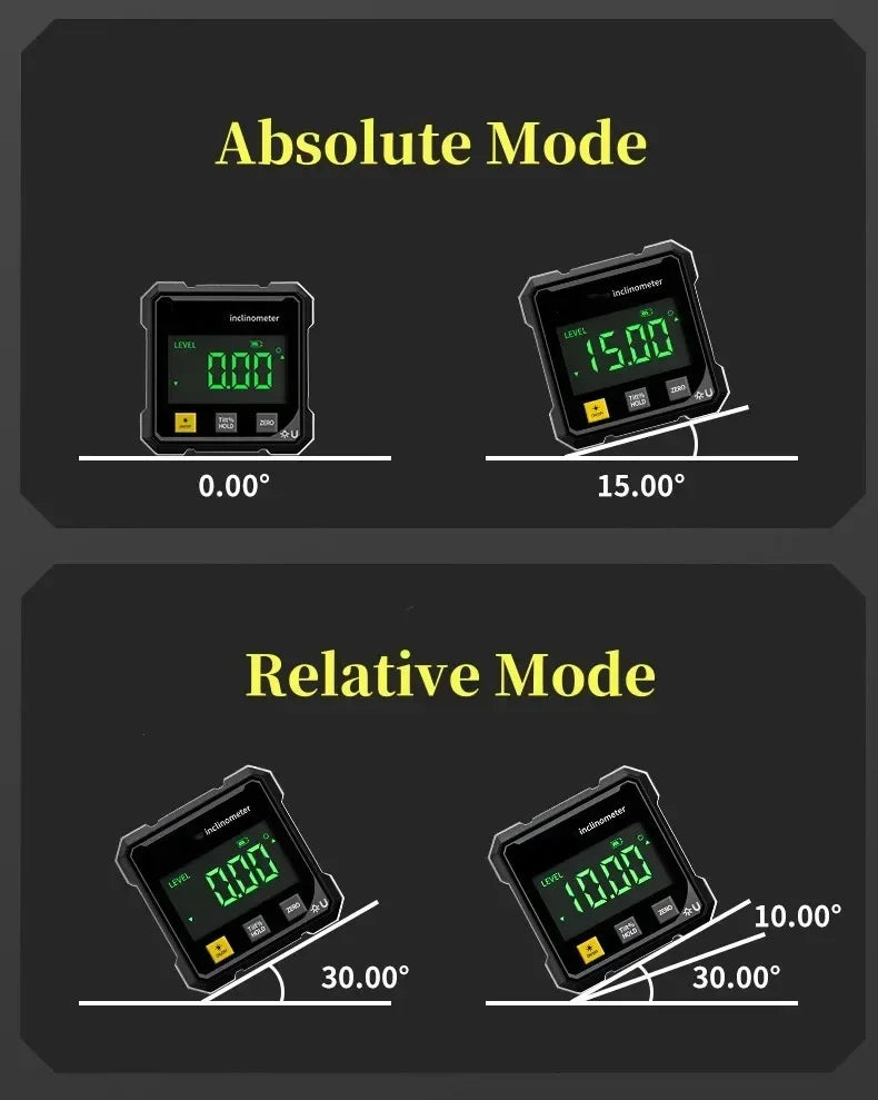 Digital Angle Ruler with Magnetic Base & Laser Inclinometer