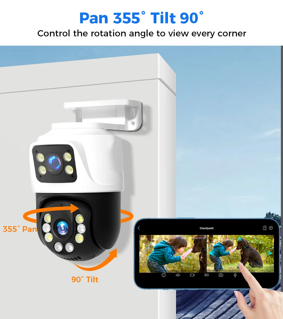 Dual Lens 3MP+3MP POE IP PTZ Security Camera