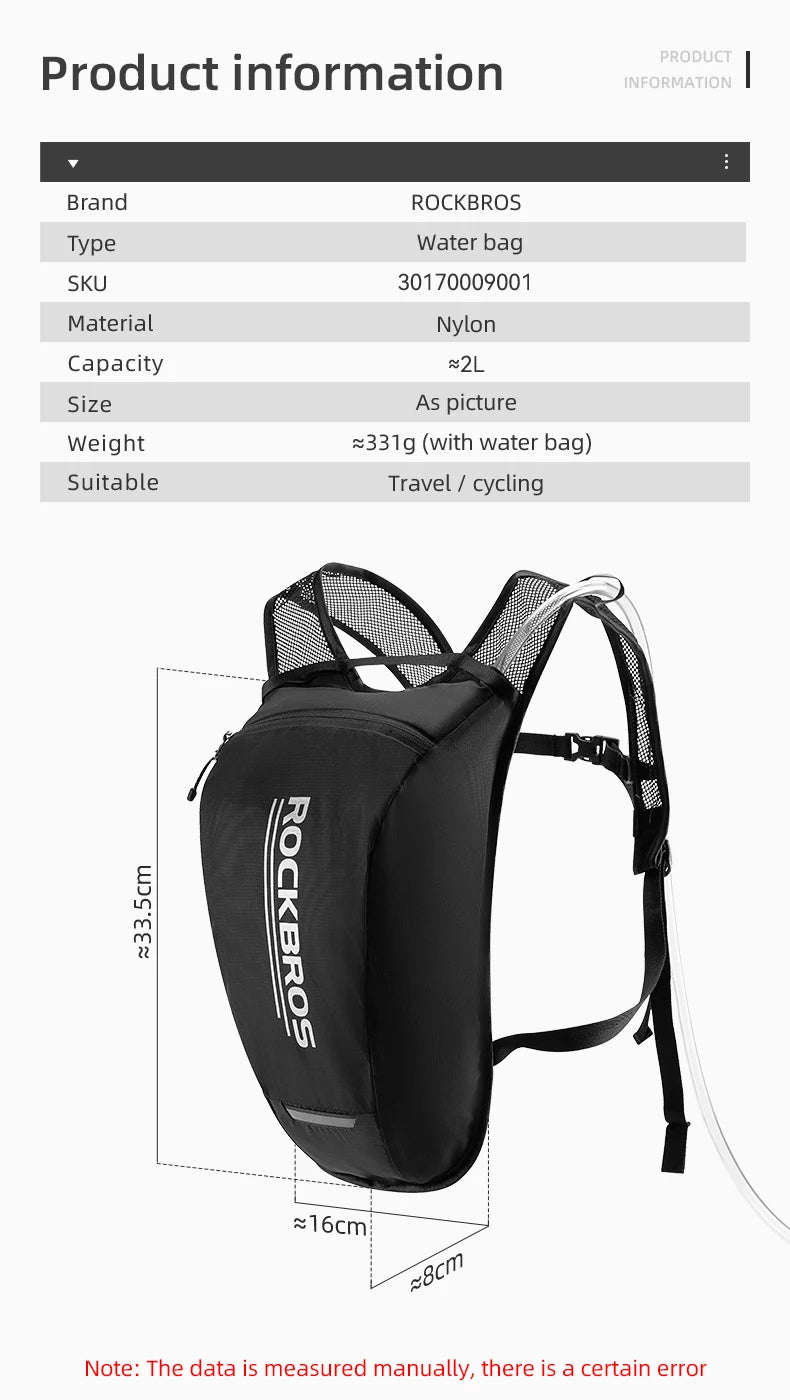 2L Hydration Backpack Running Vest with Water Bladder
