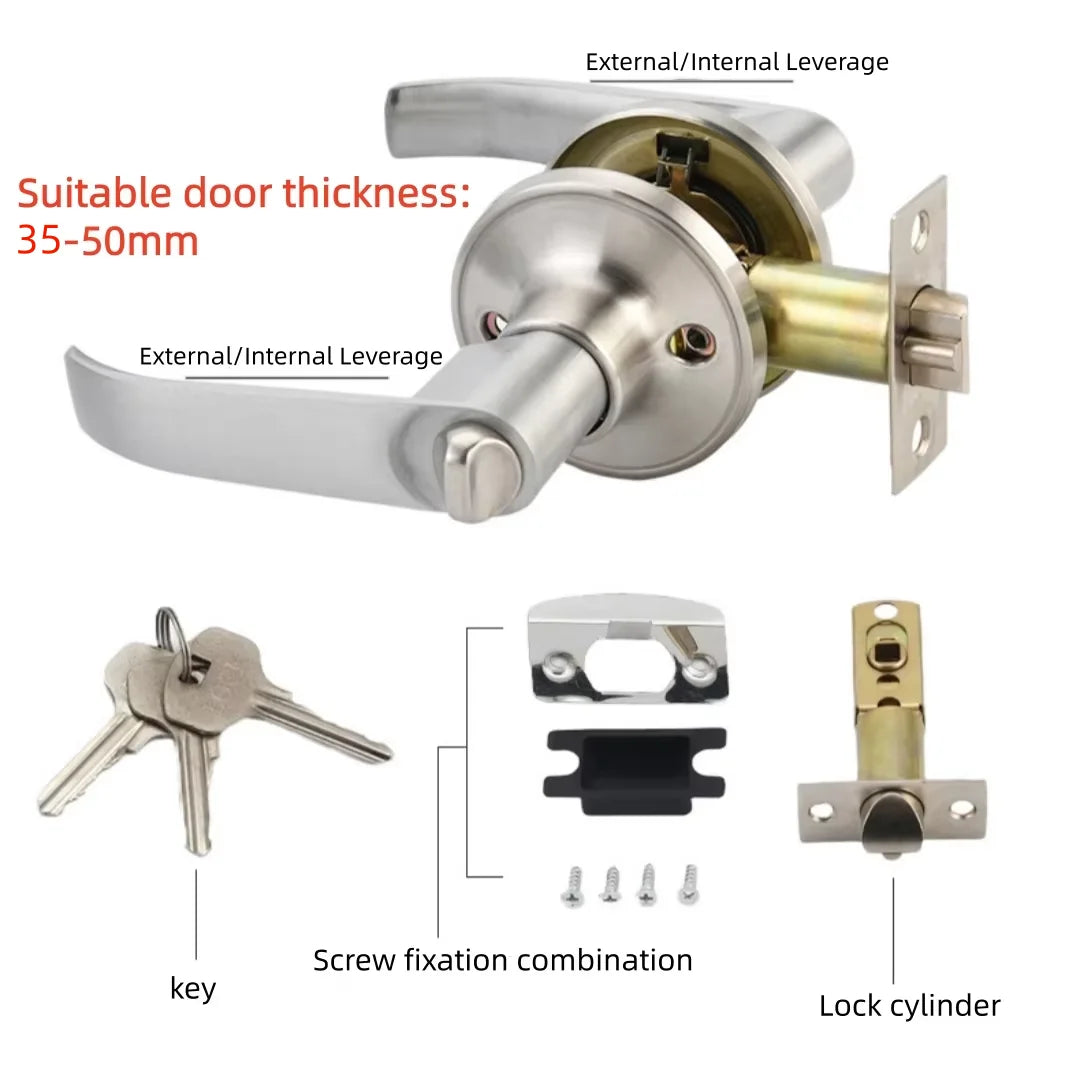 Round Keyed Door Handle Lock Set