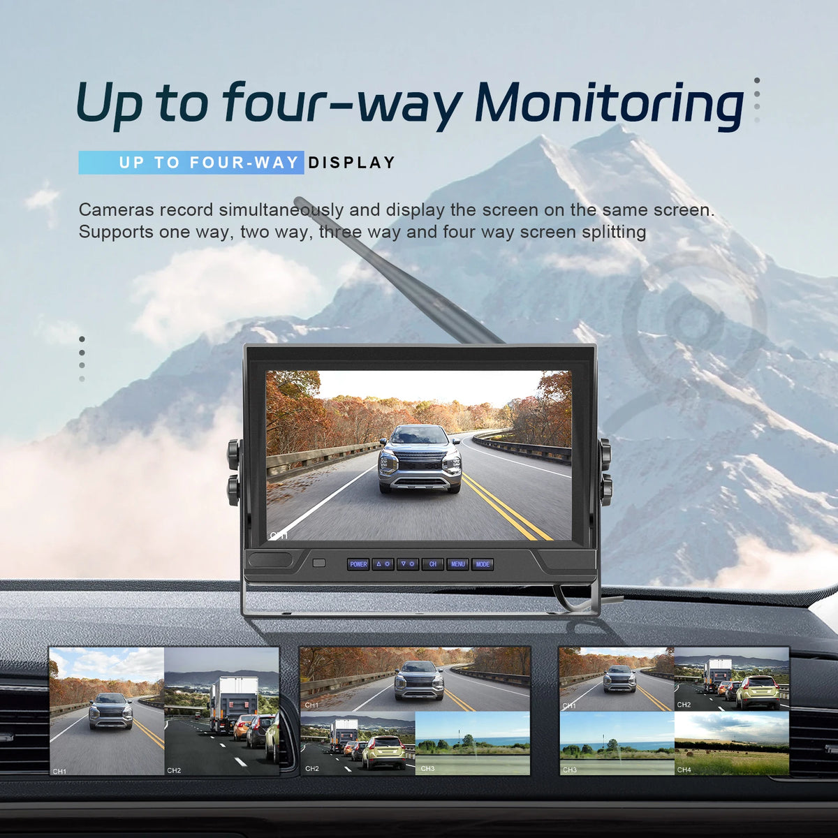 Podofo moniteur automobile IPS 9 pouces avec 2 caméras de recul sans fil IP68 étanche vision nocturne infrarouge caméra de recul pour camping-car