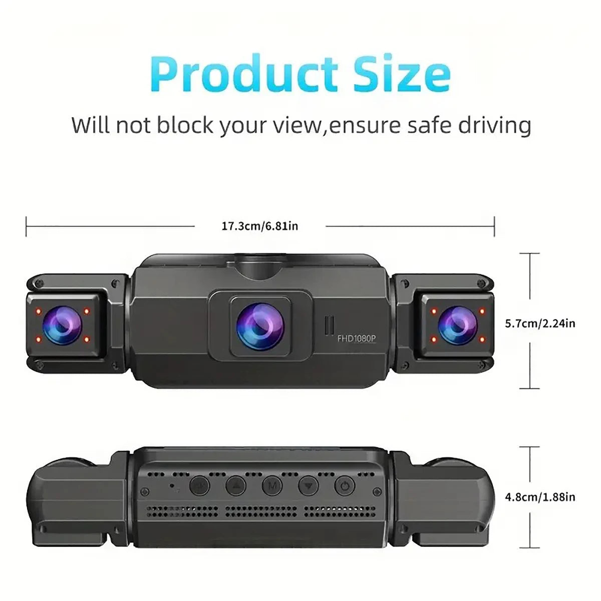 4-linse 360° dashcam med natvision og 24-timers parkeringsovervågning