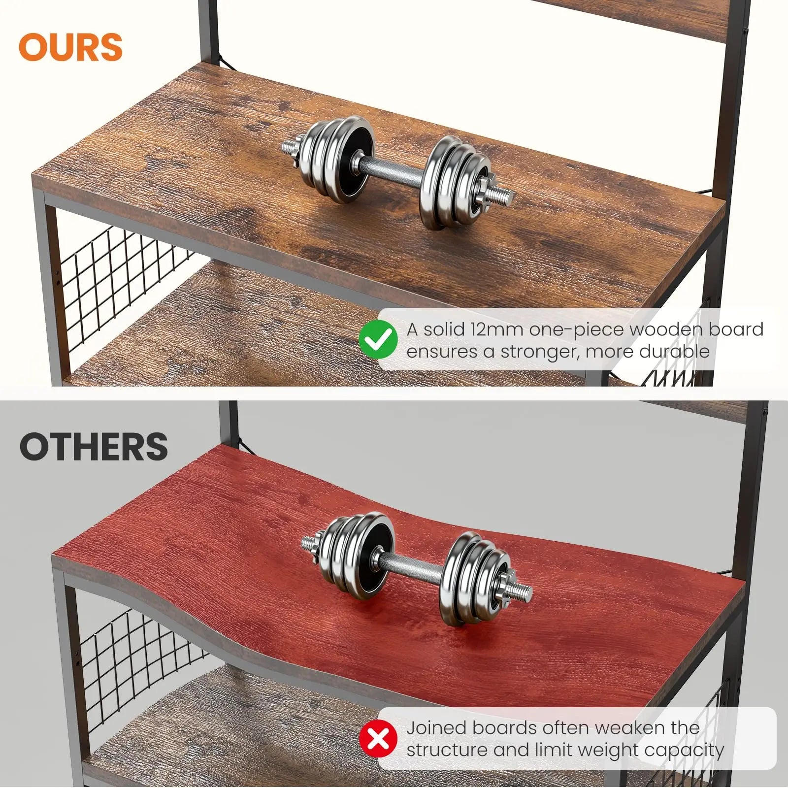 31.5" Kitchen Bakers Rack with Power Outlet & 4-Tier Storage