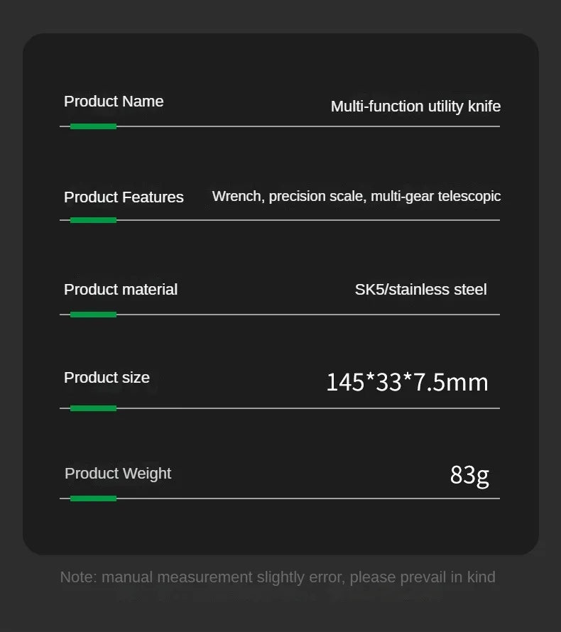 Utility Knife Box Cutter 8 In 1 Mutipurpose Stainless Steel Retractable Heavy Duty Waterproof Snap off Cutter Knife And Blades 