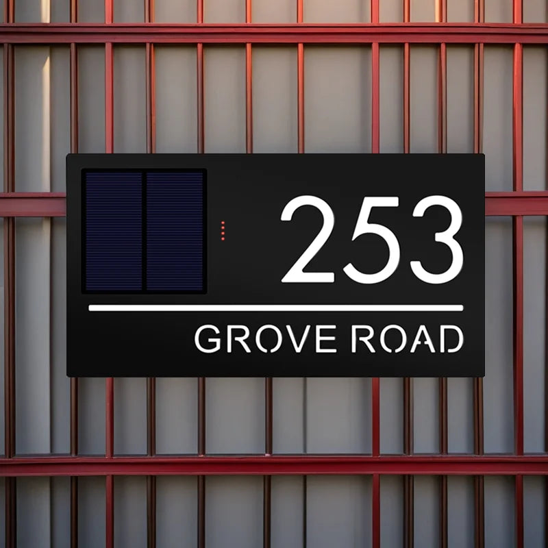 Customized Solar LED Acrylic House Number Sign for Front Door - Personalized Address Plate Dropshipping 