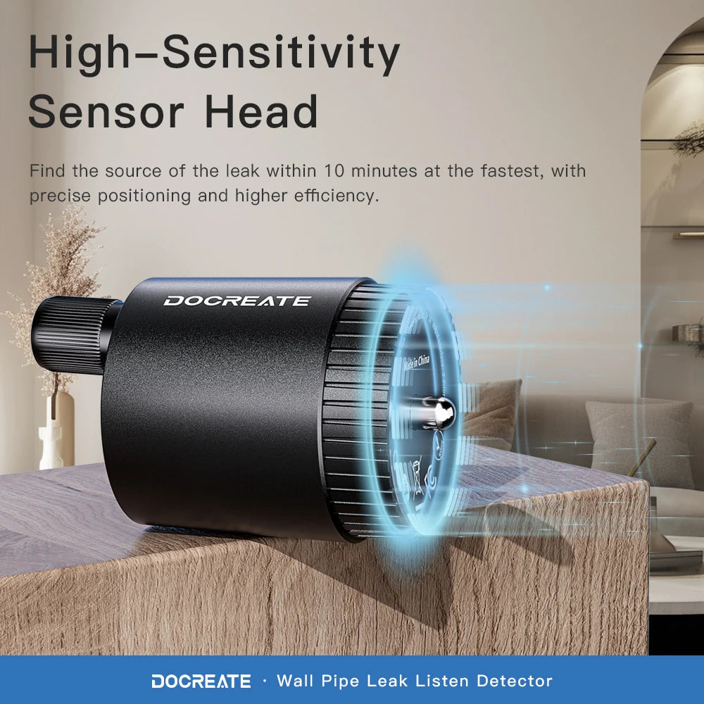 Docreate Mini Leak Detector Sound Amplifier For Home/13000X Audio Magnification/High Sensitivity Sensor/Rechargeable 200mAh