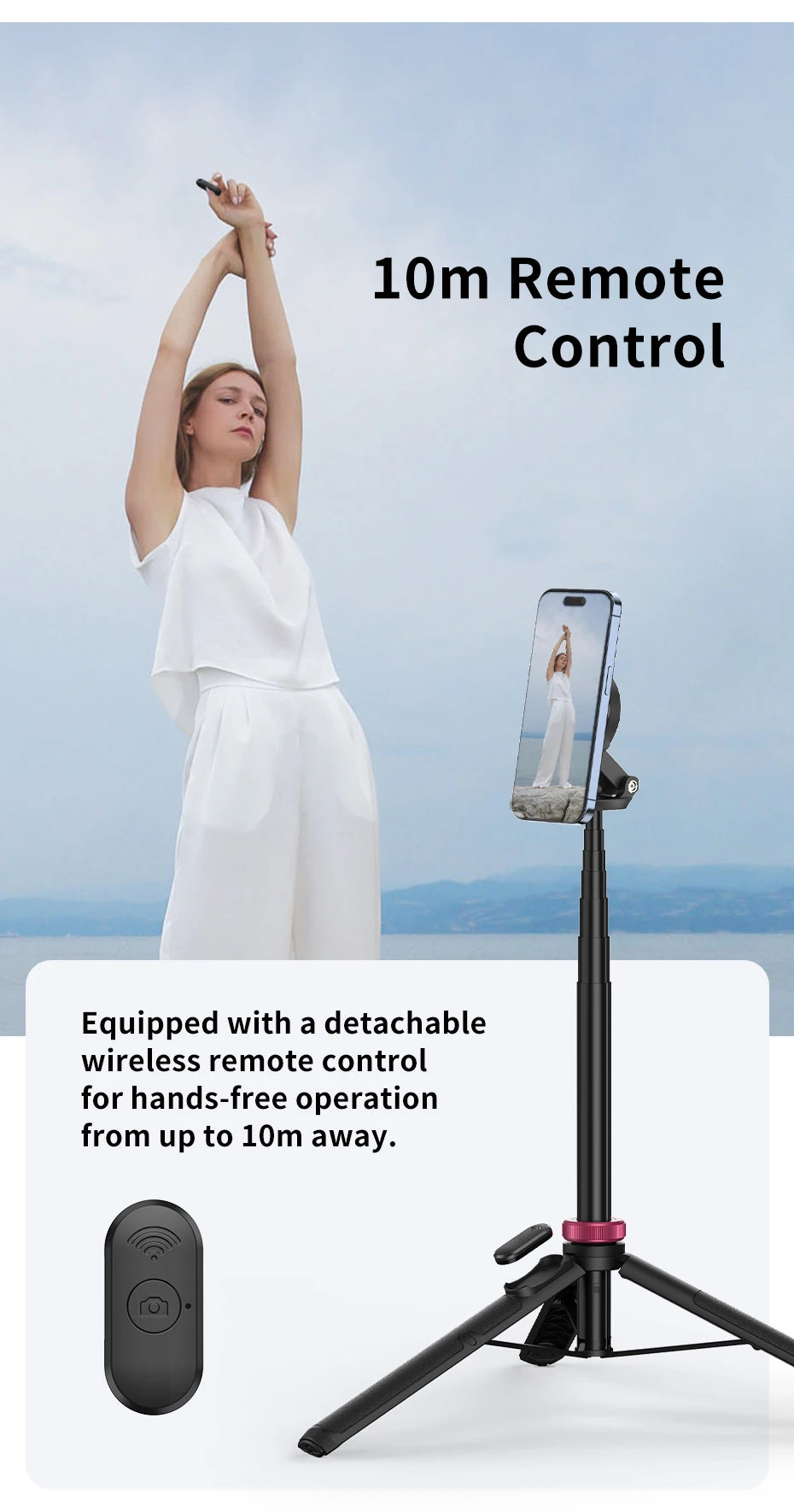 Ulanzi MT-84 1.53M Magsafe Selfie Stick Tripod Stand Bluetooth Remote Phone Extension Tripod for IPhone 16 15 LiveStreaming Vlog 