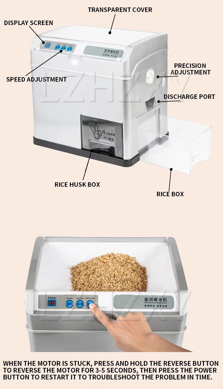 Automatic Electric Rice Mill Machine 500W Household Rice Husker