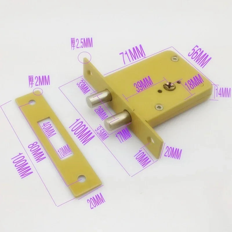 قفل صندوق فولاذي للأبواب المخفية، 72 x 57 x 15 mm