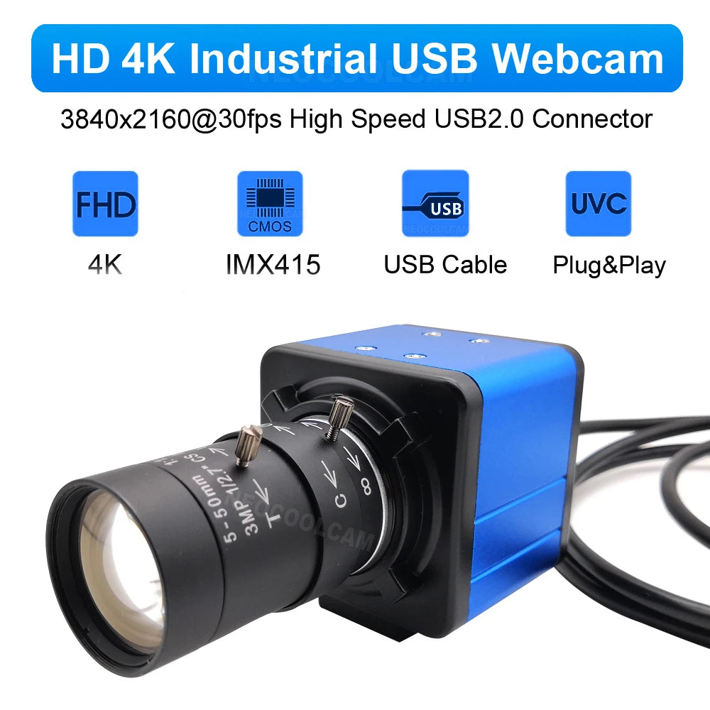 USB UVC Camera, 2K/4K and Lens Options