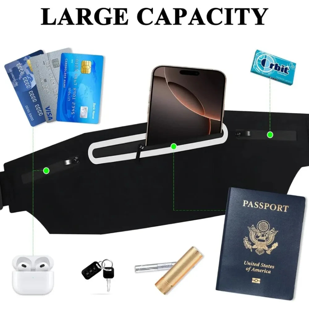 Waterproof Running Waist Pack Adjustable Belt Men Women Slim Running Bags Portable Outsides Jogging Gym Sports Cell Phone Pouch 