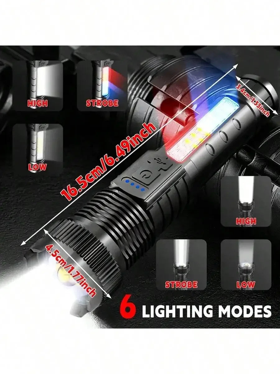 2 Piece Tactical Flashlight USB C Rechargeable 7 Modes