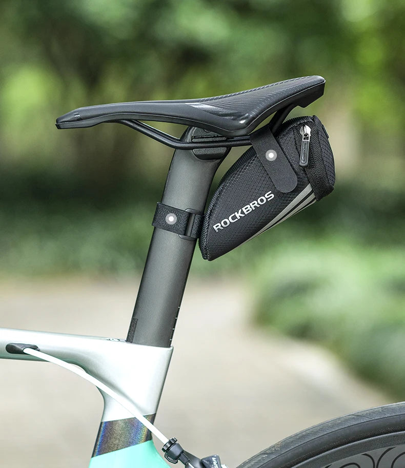 Compact Bike Saddle Bag with Reflective Design & Tool Storage