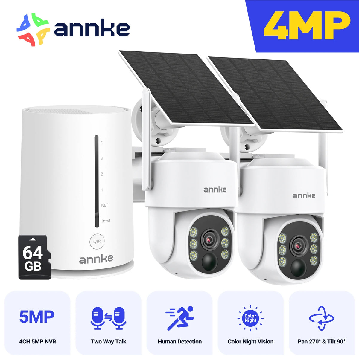 4MP Solar Wireless Outdoor Security Camera System