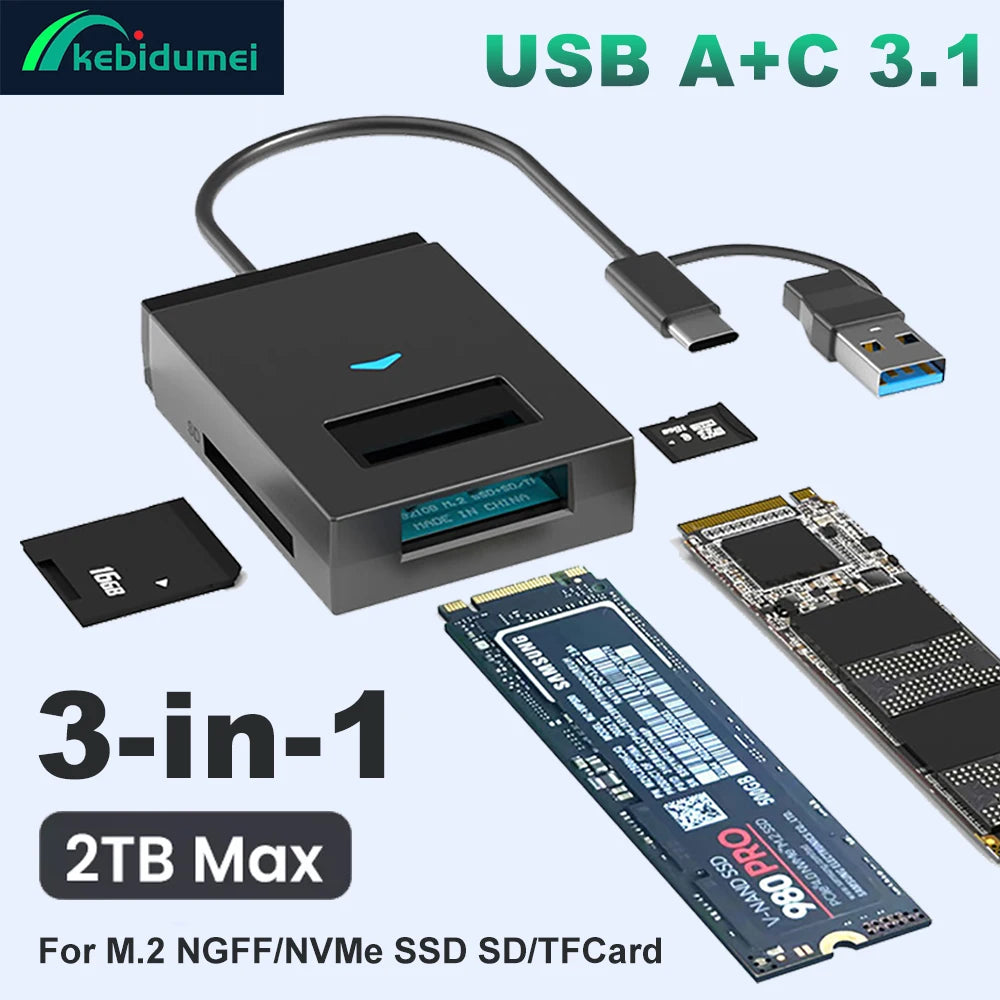 M.2 SSD USB Enclosure with SD/TF Reader