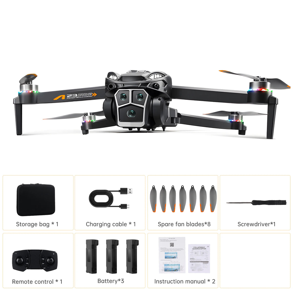 Podofo Drone 4k Professional Dual Camera  Mini Helicopter Quadcopter Toy Obstacle Avoidance Foldable RC Drone Headless Mode Mini Drones