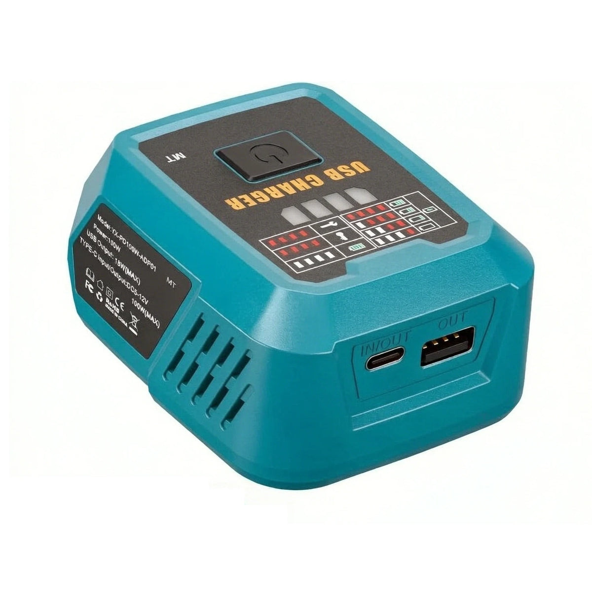 Adaptador carregador USB-C de 100W para baterias Makita de 18V