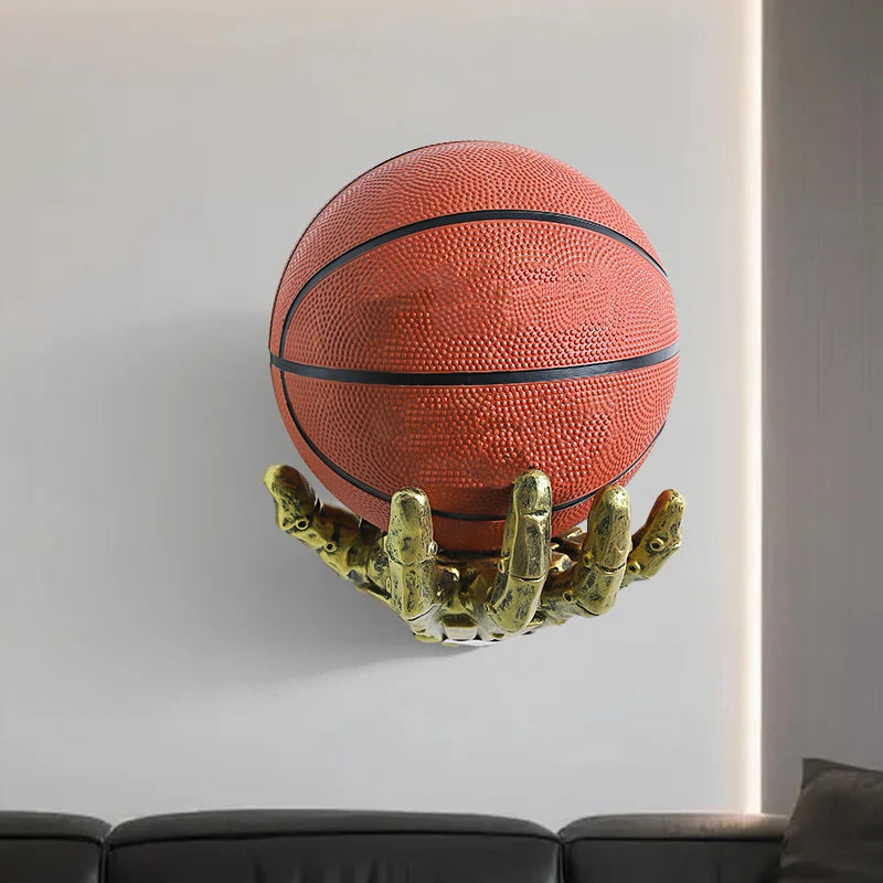 Wall-Mounted Robotic Arm Rack for Basketball and Football