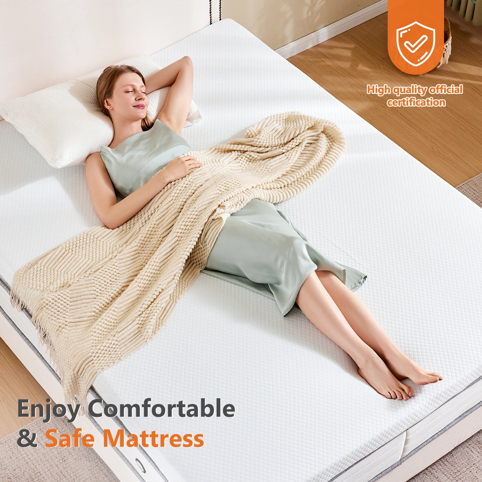 Colchón topper de espuma viscoelástica de gel de 4 pulgadas con funda refrescante para cama matrimonial