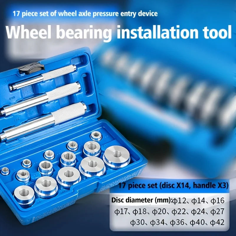 17Pcs/Set Seal Driver Installer Remover Automotive Tools Aluminum Wheel Bearing Kit Bearing Disassembly Tool Repair Kit