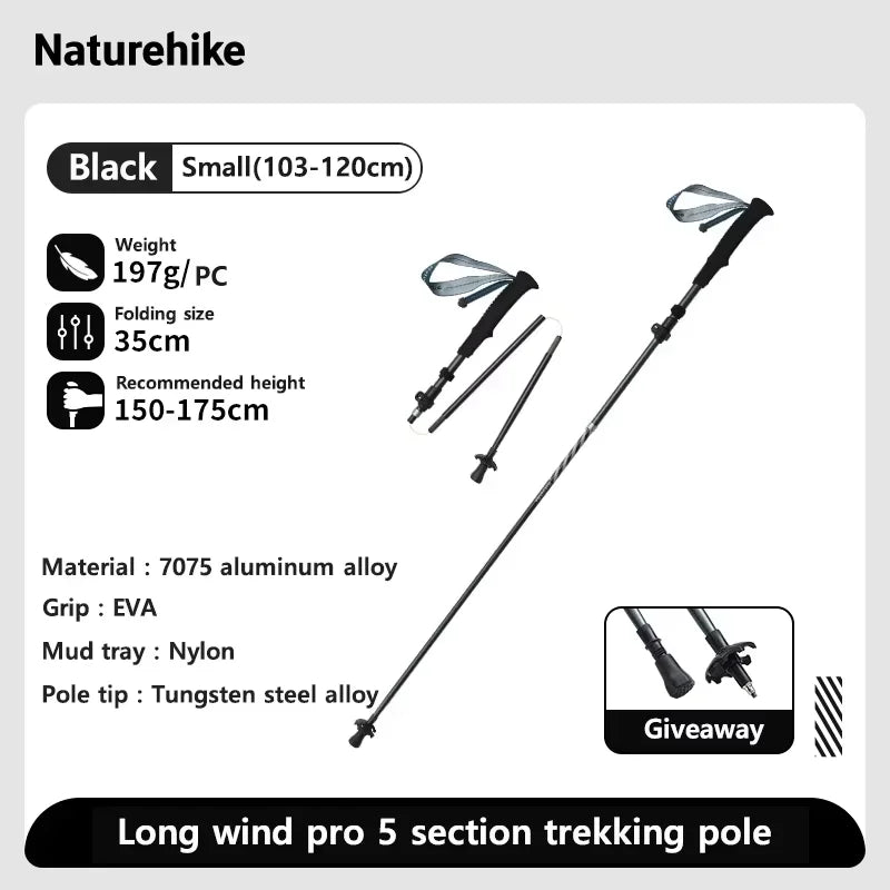 Carbon Fiber Trekking Poles Adjustable 103–135cm Ultralight Hiking Sticks