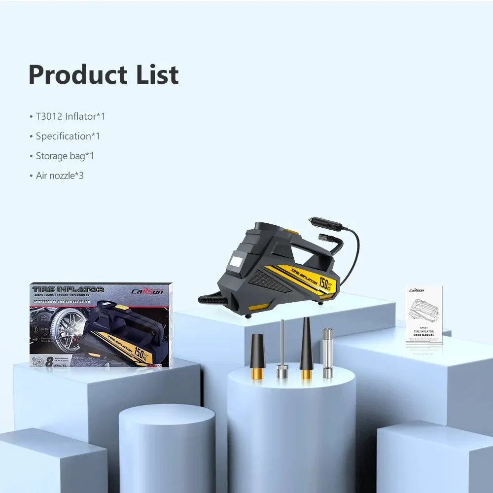 Corded Portable Car Air Pump 12V 150PSI Tire Inflator