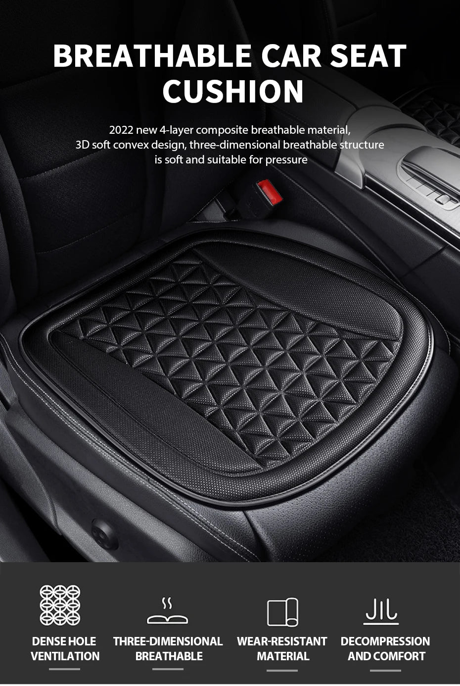 3D Breathable Car Seat Cover Summer Car Seat Cushion Convex Design for Heat Dissipation Sweatproof Universal Auto Chair Mat Pad