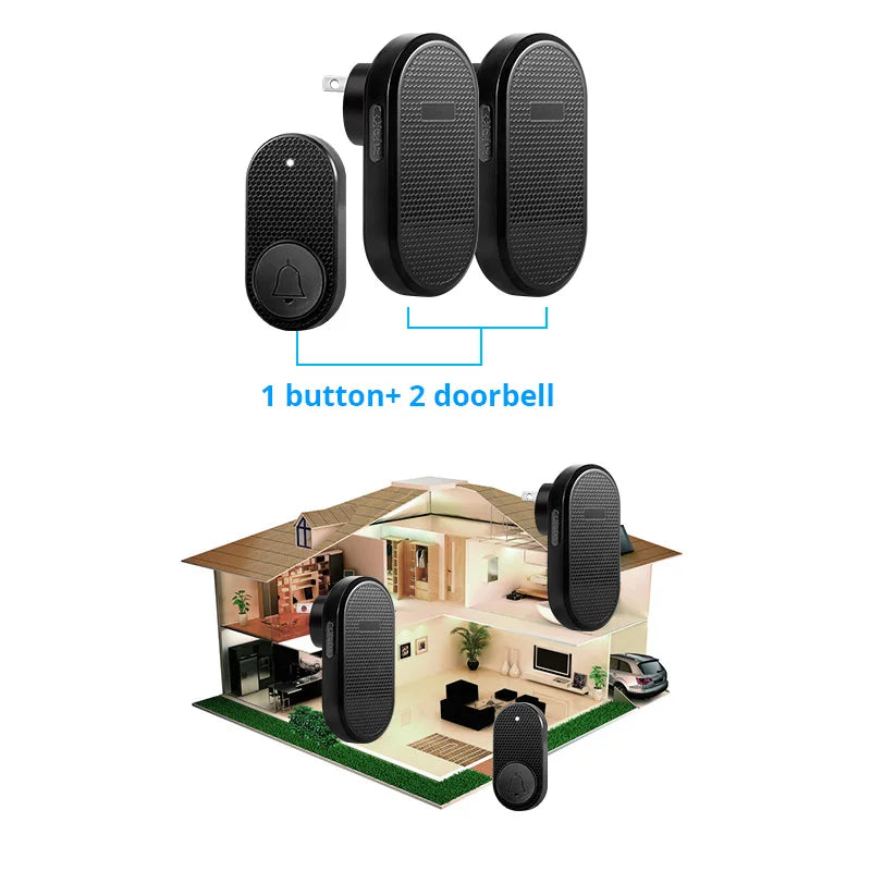 Wireless Doorbell with 33 Chimes, 4 Volume Levels, 150m Range