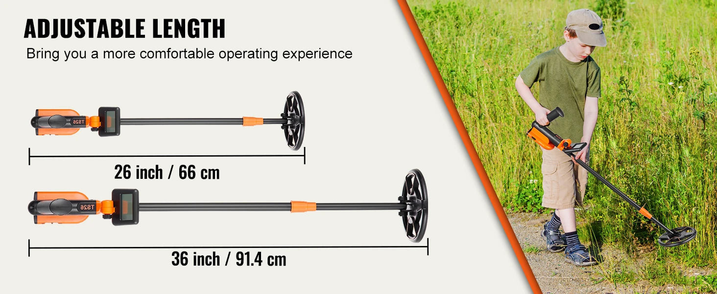 Kids Metal Detector 6" Waterproof Coil with LCD & Adjustable Handle