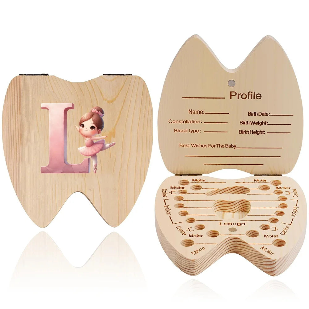 Wooden Baby-Tooth Keepsake Box, Letter Options
