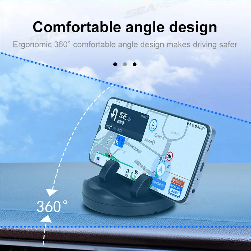Car Dashboard Phone Holder with Rotatable Base and Anti-Slip Design