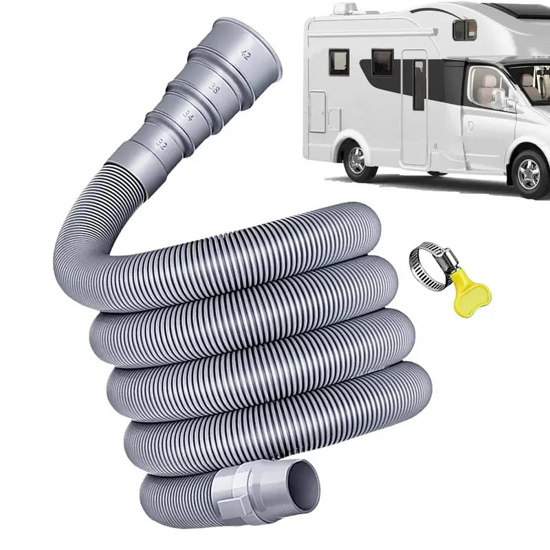 Foldable RV Sewer Hose 3/5m – Leakproof Kit with Adjustable Adapter & Clamp, Caravan Trailer Accessories