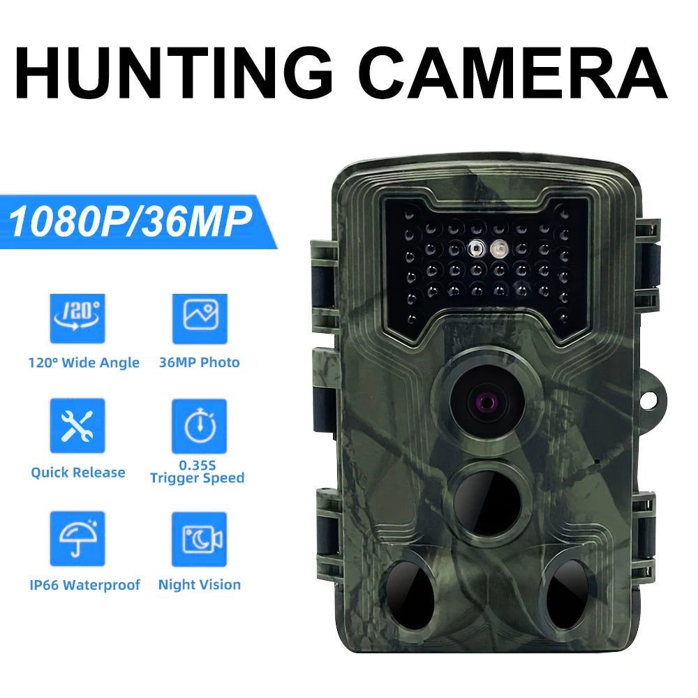 Mini Hunting Trail Camera 36MP 1080P Night Vision Wildlife Camera Motion Activated Tracking Photo Trap Cam Wild Surveillance 