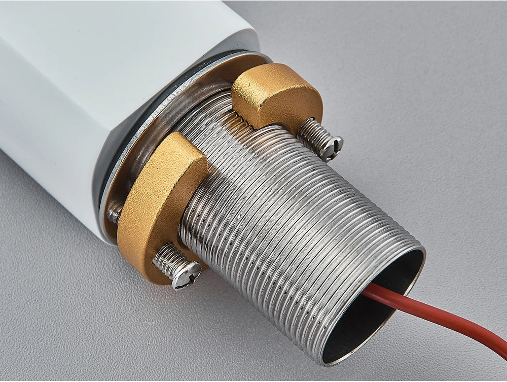 White Smart Sensor Basin Faucet Screen Digital Display Hot Cold Water Mixer Tap Touchless Vanity Sink Faucet For Bathroom 