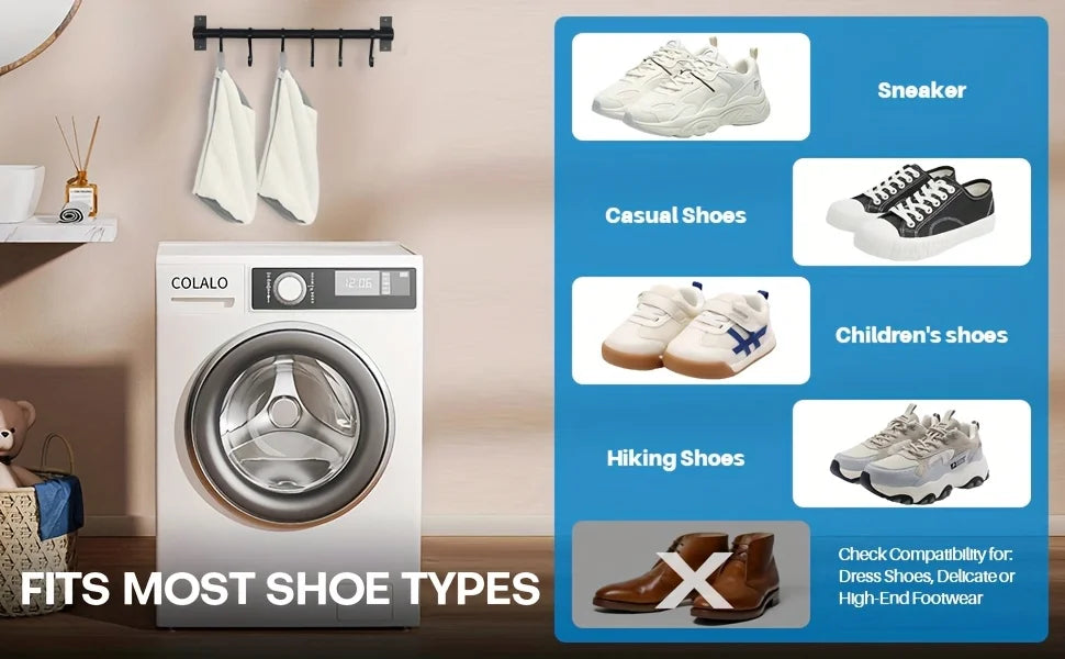 Fluffy Fiber 360° Surround Cleaning Shoe Washing Bag - Reusable Durable Machine-Washable Laundry Bag with Zipper Closure(1pc) 