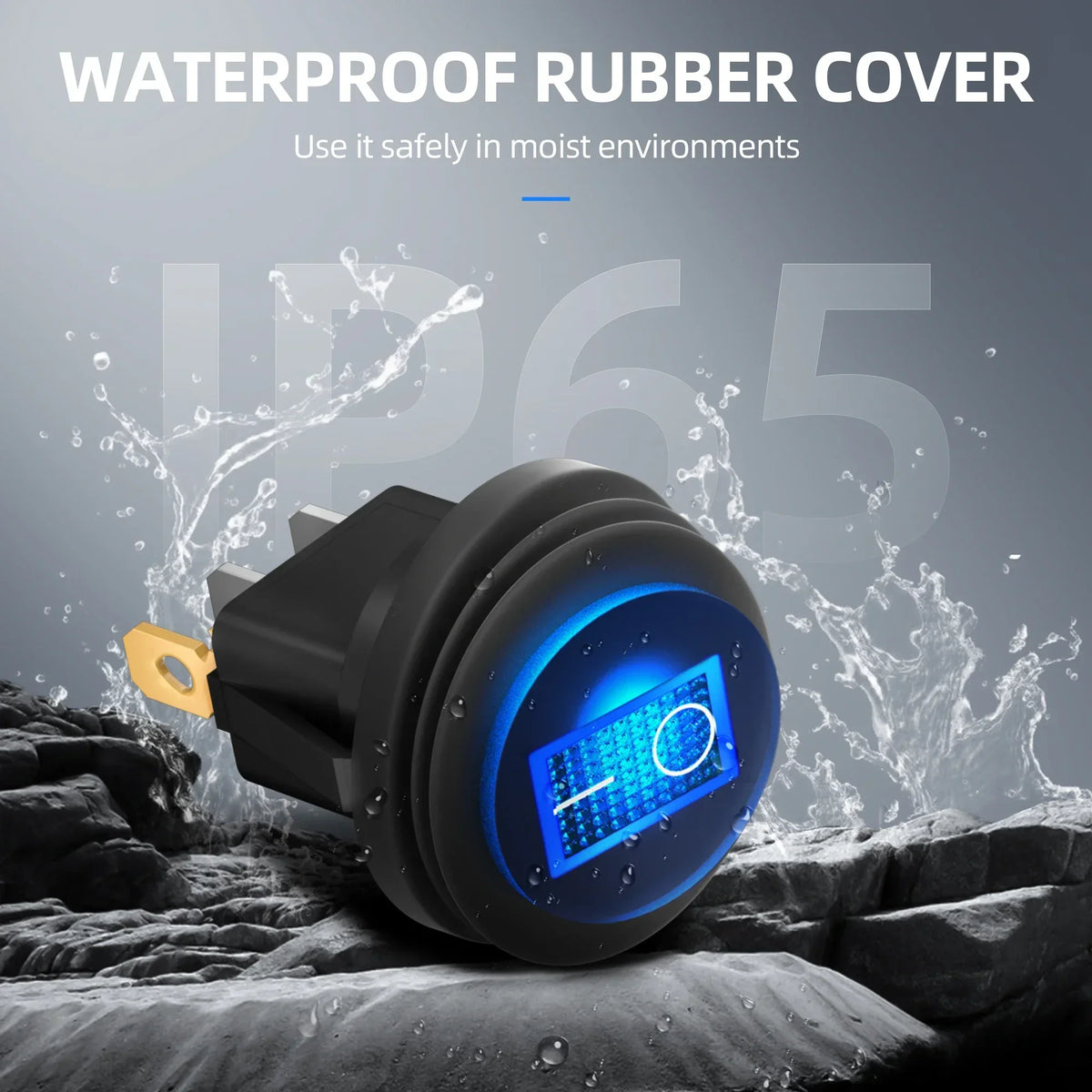 12V Illuminated Round Rocker Switches, 5 Pieces