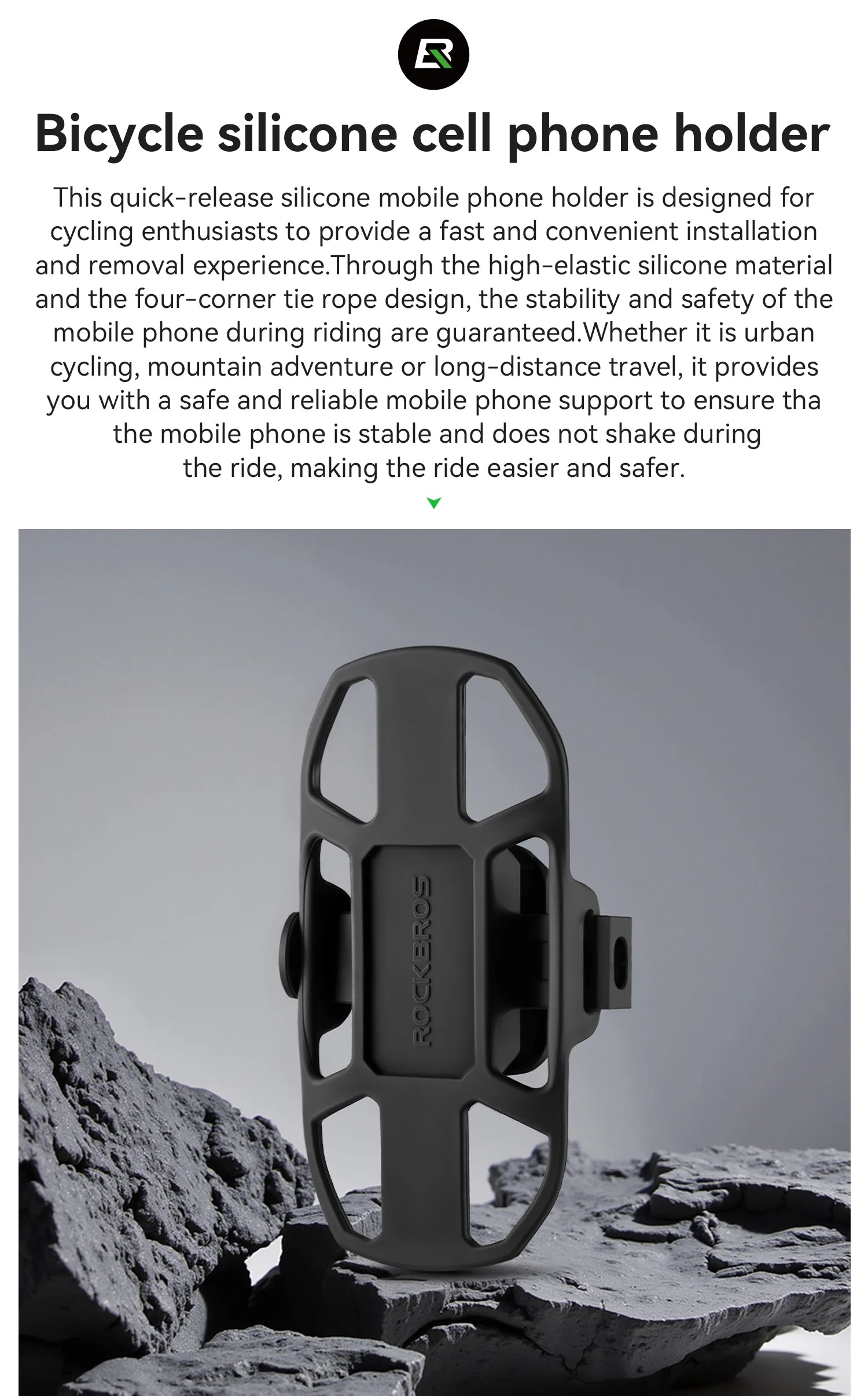 Bicycle Phone Mount Silicone Quick Release Handlebar Holder