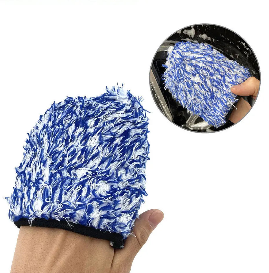 SEAMETAL Microfiber Car Washing Gloves Auto Wheel Hub Rim Cleaning Mitt Ultra-Soft Thickening Wash Glove for Car Detailing Care 