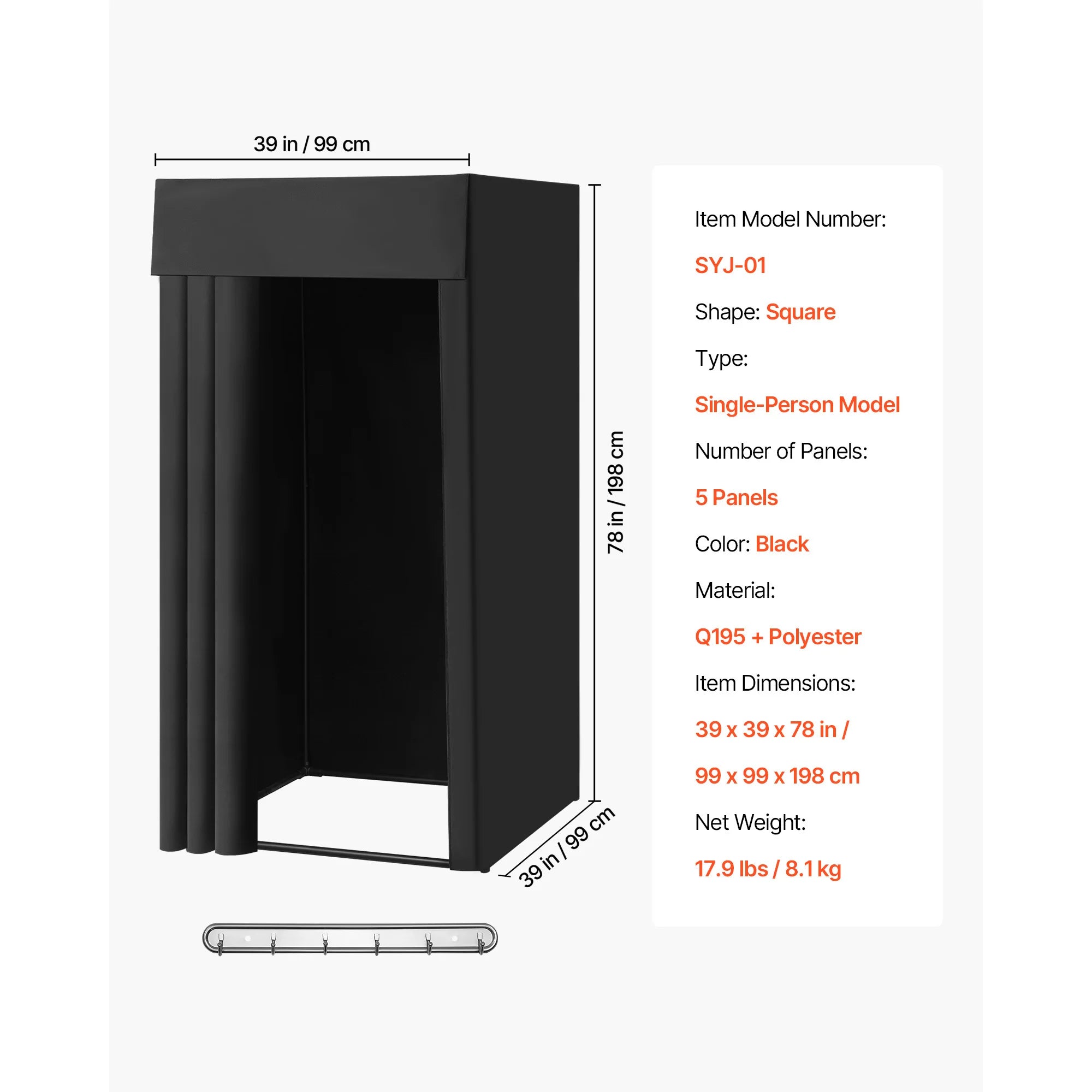 Mobile Fitting Room with Thick Privacy Curtains & Rolling Casters