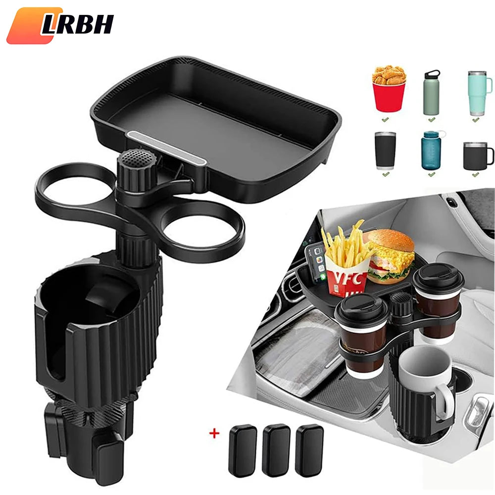 Bandeja Expansora para Porta-Copos de Carro com Bandeja Destacável, Bandejas para Comida no Carro para Comer e Mesa de Bandeja para Porta-Copos de Carro