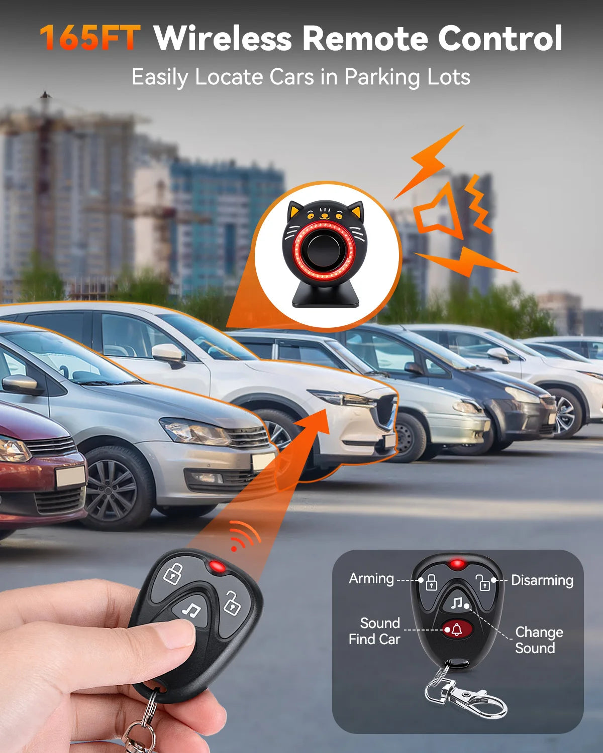 Extractme 120dB kabelloser Auto-Alarm Fahrzeugschutz-System Gerät 3-Stufige Empfindlichkeit Fahrzeug Alarm Anlage Auto-Accessoires