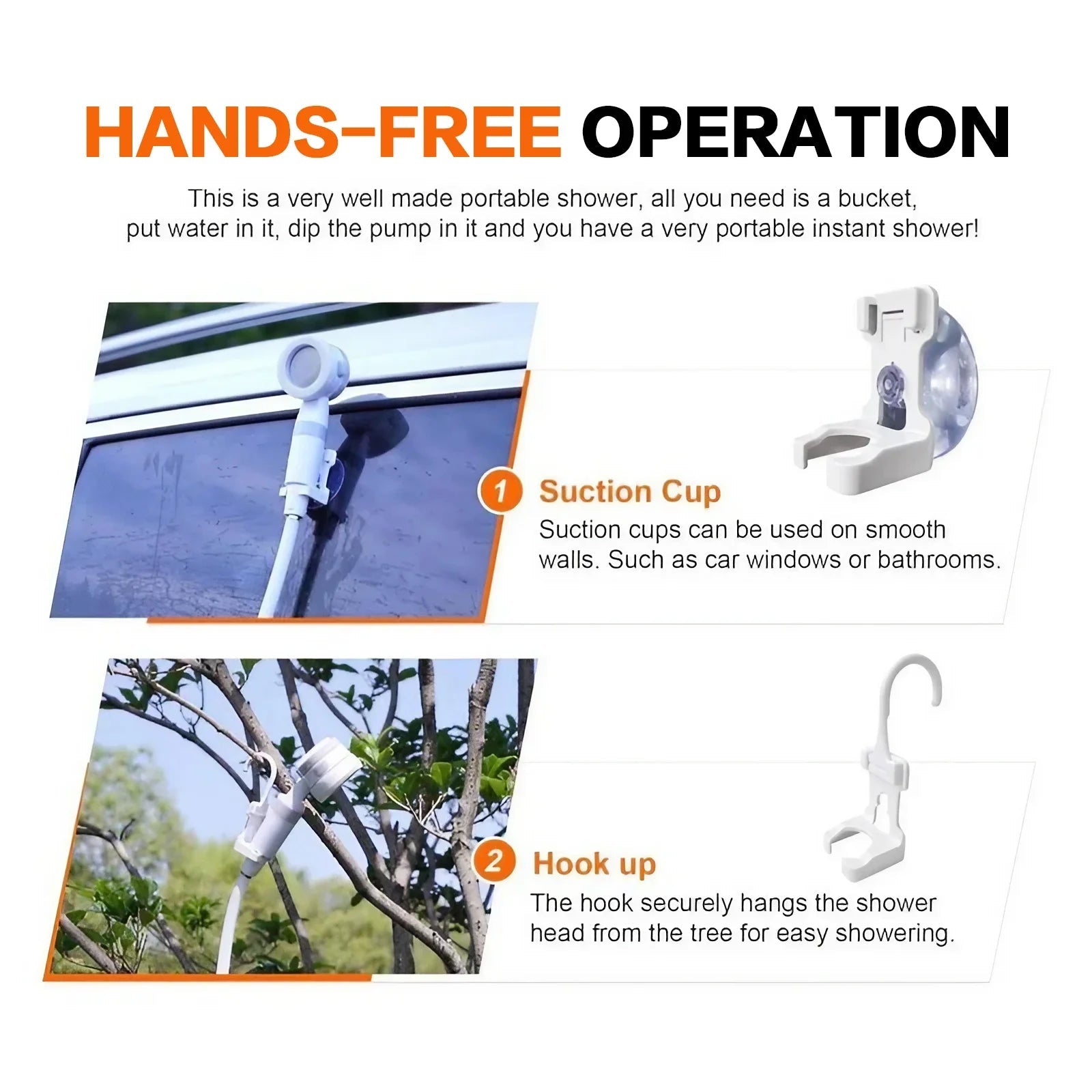 Portable Rechargeable Outdoor Shower, Handheld Compact Design, Gentle Shower Stream for Car Washing, Flower Watering, Bathing 