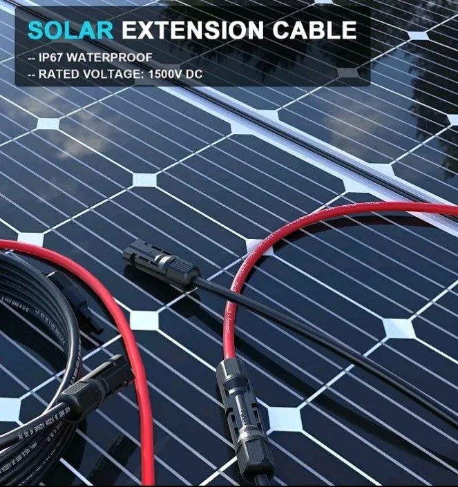 PowMr Black Red 3M 5M 7M 10M 15M 30M Solar Photovoltaic Line 6mm2 10AWG PV Cable with Connectors Solar System PV Extensions Wire