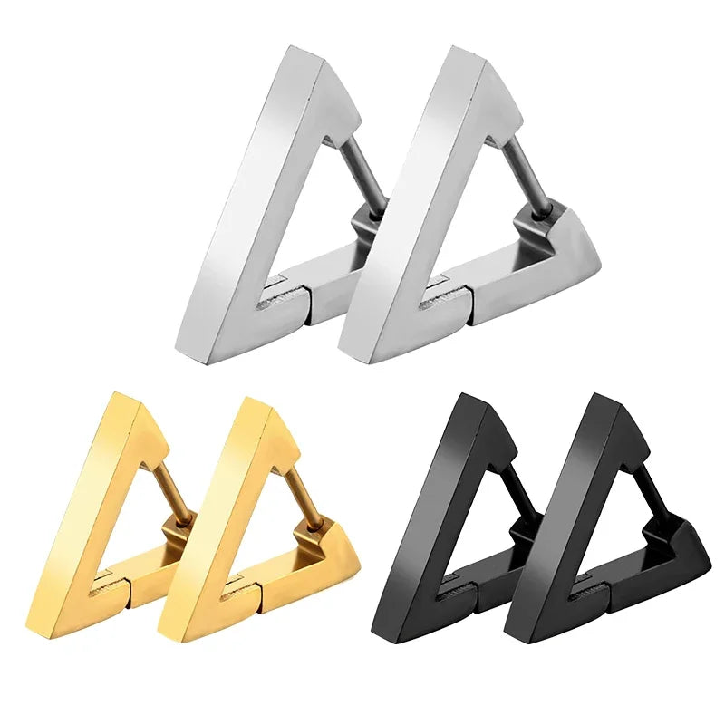 1 Pairs Punk Triangle Earrings - Unisex, Hypoallergenic Stainless Steel for Modern Style & Durability 