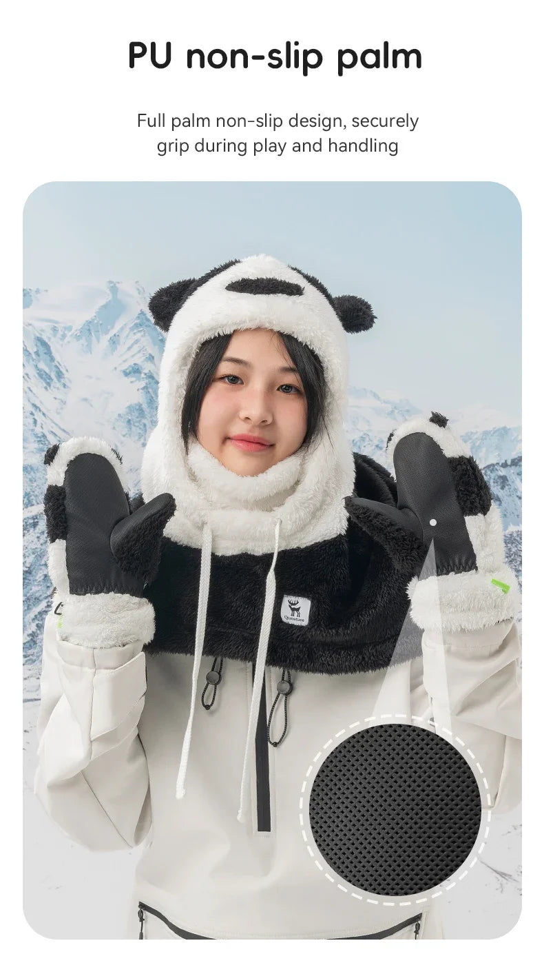 Panda Ski Gloves for Kids & Parents – Warm Winter Grip Gloves