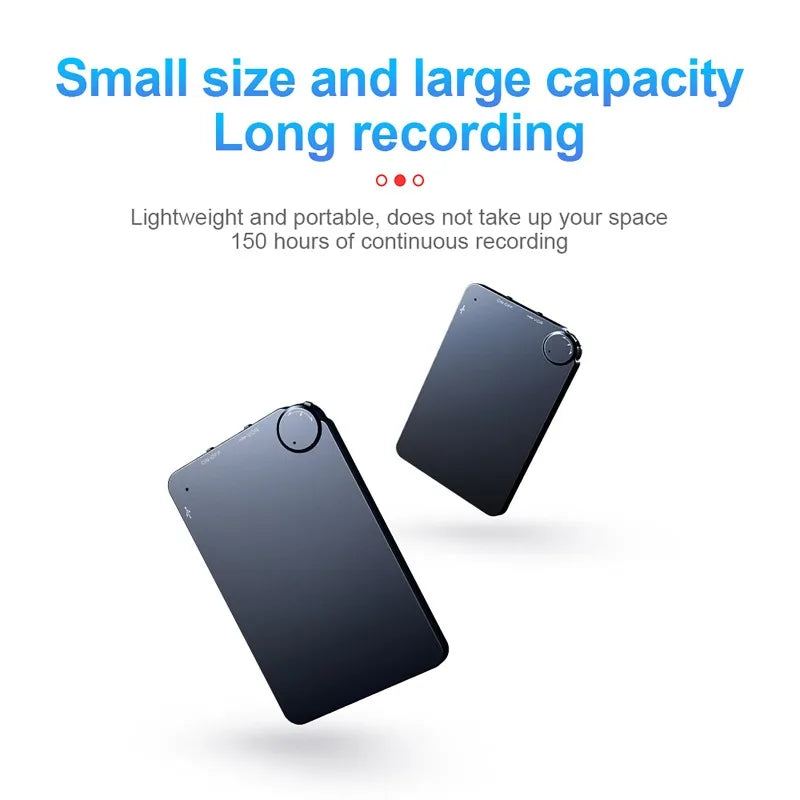150 Hour Ultra-thin Card Digtal Voice Recorder Oculta 4-64GB Mini Activated Professional Sound Record Flash Drive Dictaphone MP3 