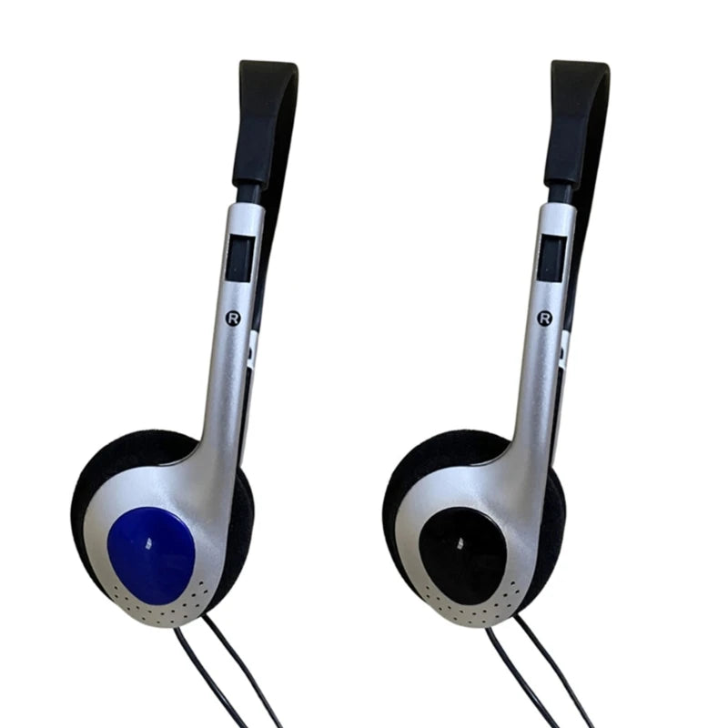 Retro Wired Headphones with 3.5 mm Jack, Silver or Blue
