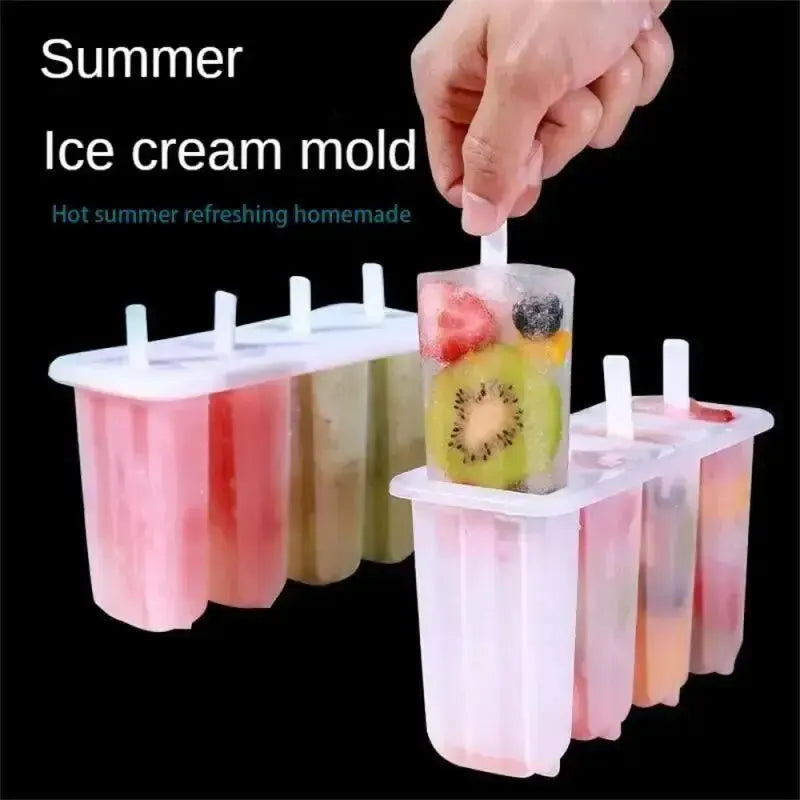 4-Link Old Popsicle Mold With Lid Home Made Homemade Mung Bean Popsicle Homemade Ice Cream Frozen Ice Cream Molds 